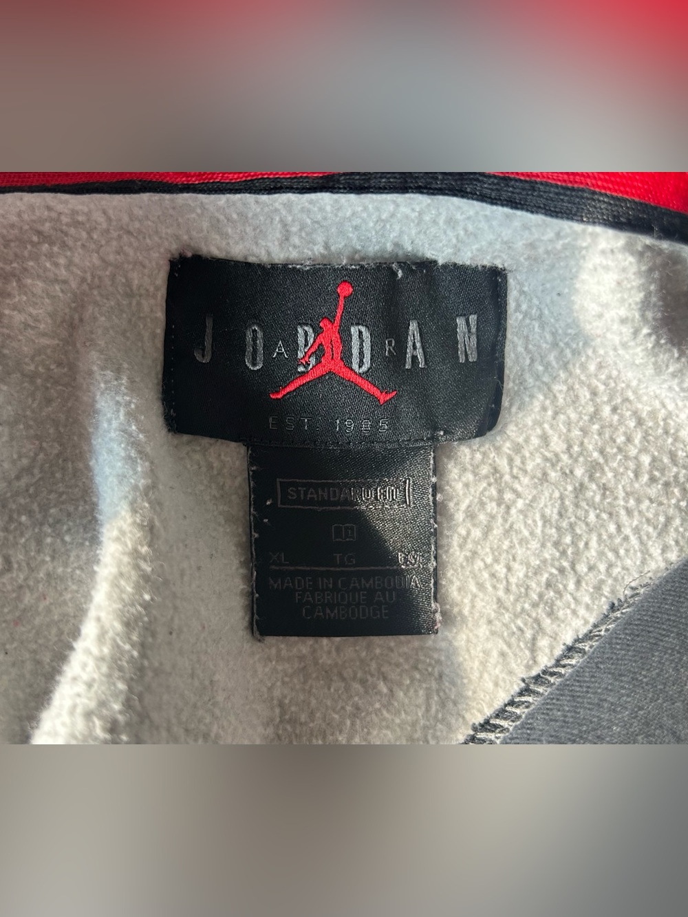 Nike Air Jordan Jumpman Men's Hoodie Sweater XL Gray & Black Drawstring Vintage - Picture 7 of 10
